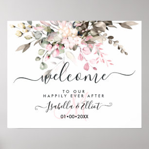 PixDezines Elegant Mauve Pink Eucalyptus Welcome Poster