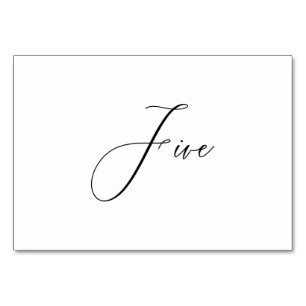 PixDezines Elegant Romantic Calligraphy Five 5 Table Number
