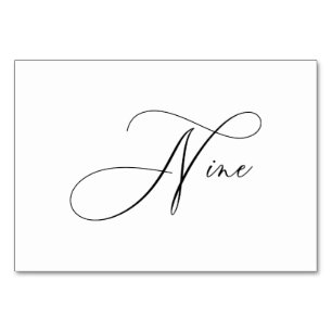 PixDezines Elegant Romantic Calligraphy Nine 9 Table Number