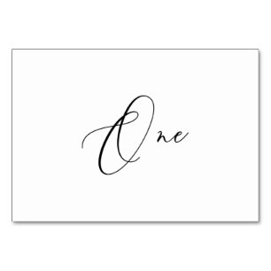 PixDezines Elegant Romantic Calligraphy One 1 Table Number