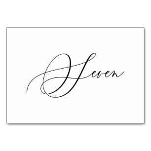 PixDezines Elegant Romantic Calligraphy Seven 7 Table Number