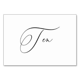PixDezines Elegant Romantic Calligraphy Ten 10 Table Number