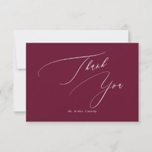 PixDezines Elegant Script Burgundy Thank You Card
