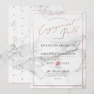 PixDezines Elegant Script, Marble+Faux Rose Gold Invitation