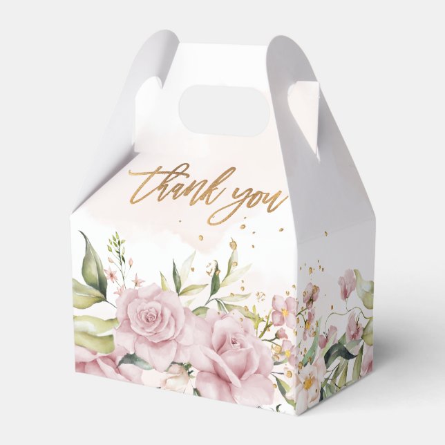 PixDezines Elegant Watercolor Dusty Pink Roses Favour Box (Back Side)