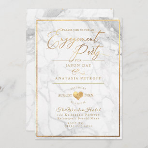 PixDezines Engagement Party Marble/Faux Gold Invitation