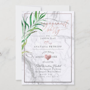 PixDezines Engagement Party Palm Fronds+Marble Invitation