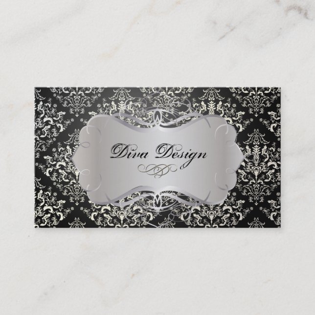 PixDezines Étienne Damask Business Card (Front)