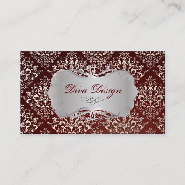 PixDezines Étienne Damask Business Card (Front)