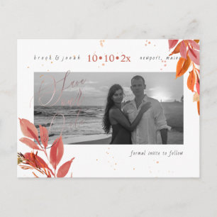 PixDezines Fall Foliage Save our Date Dusty Orange Postcard