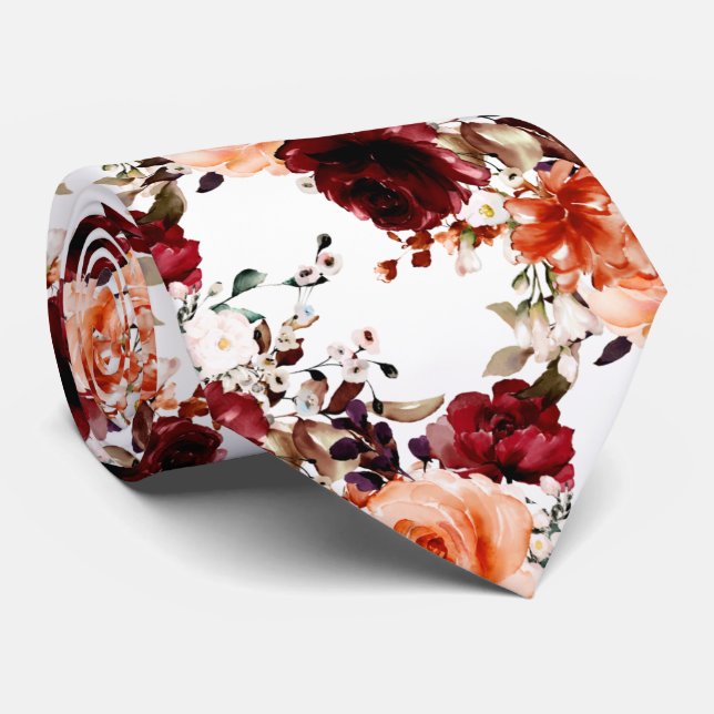 PixDezines Fall Roses n Peonies DIY Background Nec Tie (Rolled)