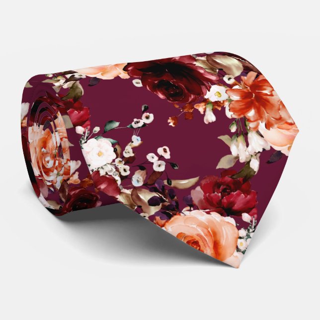 PixDezines Fall Roses n Peonies DIY Background Tie (Rolled)