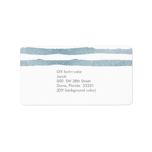 PixDezines faux blue ice foil stripes Label (Front)
