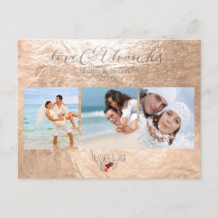 PixDezines faux champagne foil/photos/thank you Postcard