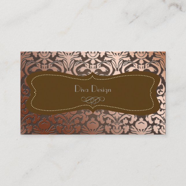 PixDezines faux copper flora damask/diy background Business Card (Front)