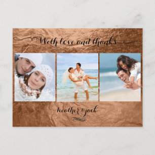 PixDezines faux copper/wedding photos thank you Postcard