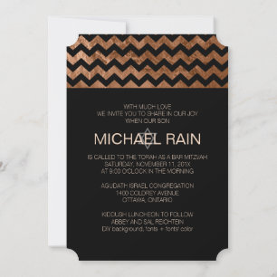 PixDezines faux foil/chevron bar mitzvah Invitation