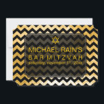 PixDezines faux foil/chevron bar mitzvah Invitation<br><div class="desc">PixDezines dynamic design of black chevron, and stars of david bar mitzvah.. one of our classic collections with removable faux foil background in white gold colour, as well as the fonts and its colours. Please send us an email for your hebrew name and english name. Easy to customise, simply click...</div>