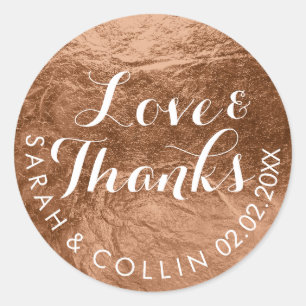 PixDezines faux foil/copper/thanks/DIY text Classic Round Sticker
