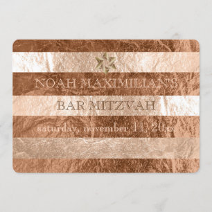 PixDezines faux foil/silver stripes bar mitzvah Invitation