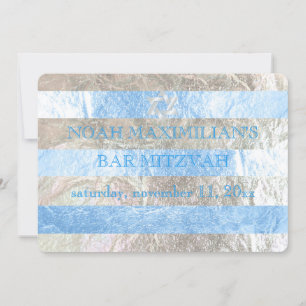 PixDezines faux foil/silver stripes bar mitzvah Invitation