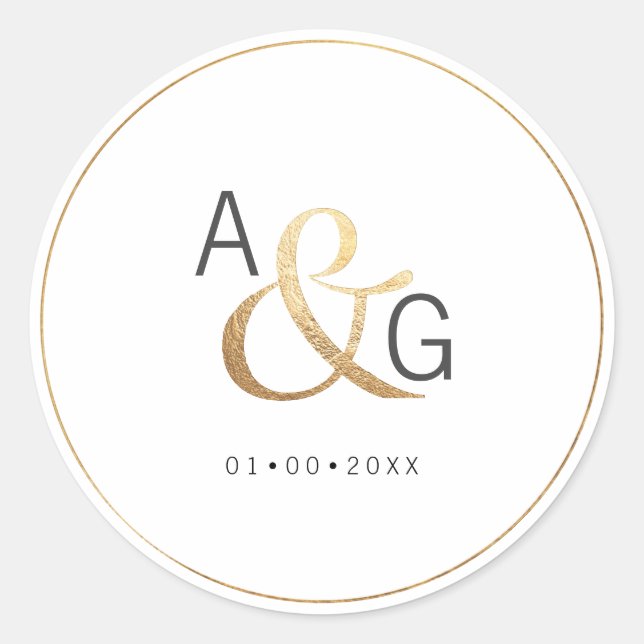 PixDezines Faux Gold Ampersand Classic Round Sticker (Front)