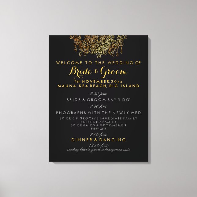 PixDezines faux gold chandelier wedding program Canvas Print (Front)