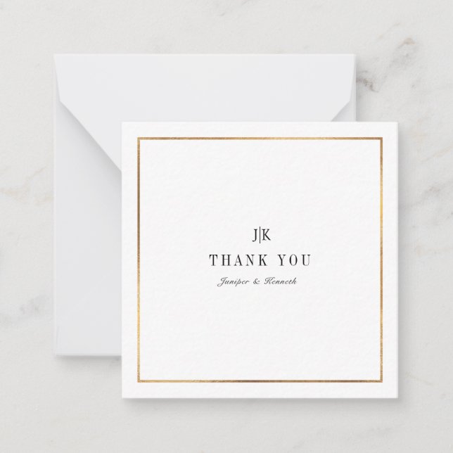 PixDezines Faux Gold Classic Thank You Note Card (Front)