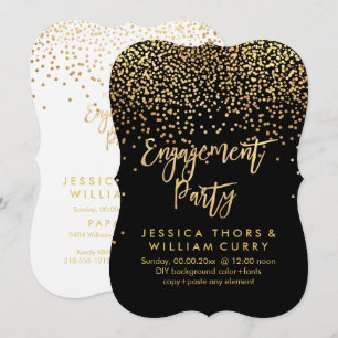 PixDezines Faux Gold Confetti Engagement Party Invitation