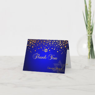PixDezines Faux Gold Confetti, Royal Blu Thank You Card