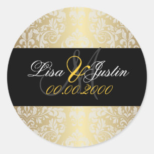 PixDezines faux gold damask Classic Round Sticker