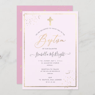 PixDezines Faux Gold DIY Colour Baptism Invitation