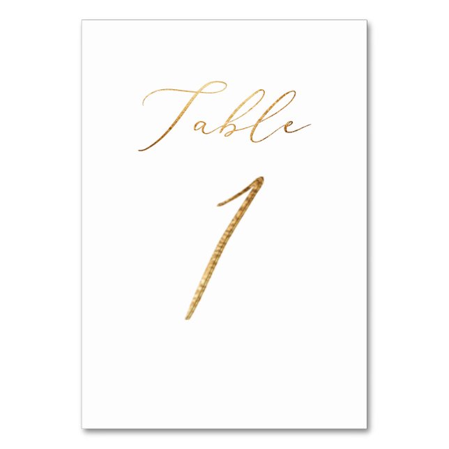 PixDezines Faux Gold Elegant Calligraphy No 1+ Table Number (Front)