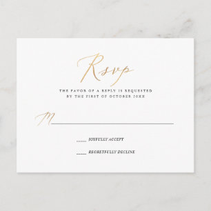 PixDezines Faux Gold Elegant Calligraphy RSVP Invitation Postcard