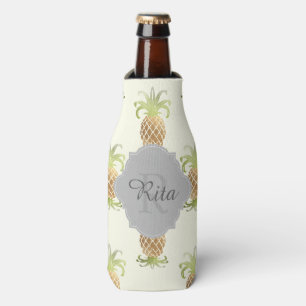 PixDezines Faux Gold Foil Pineapples Pattern Bottle Cooler
