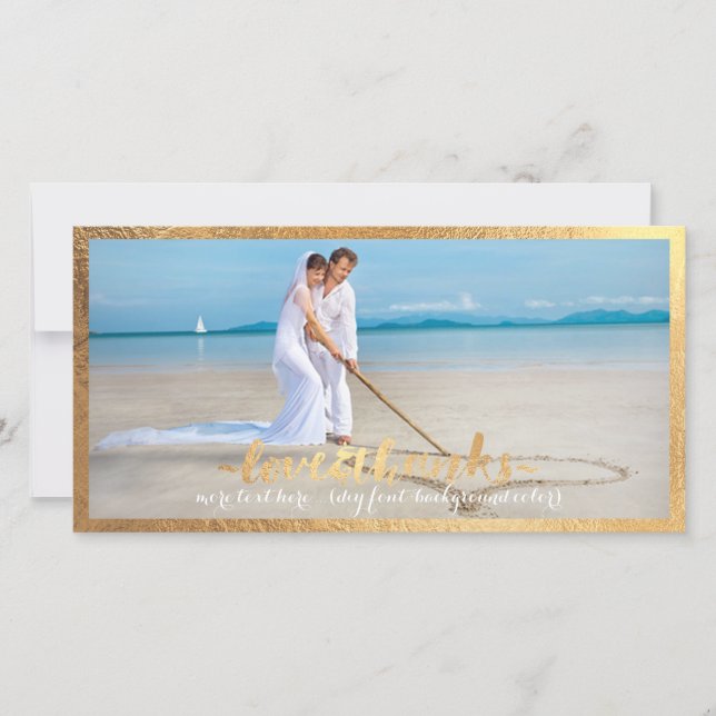 PixDezines faux gold frame/thank you wedding photo Thank You Card (Front)
