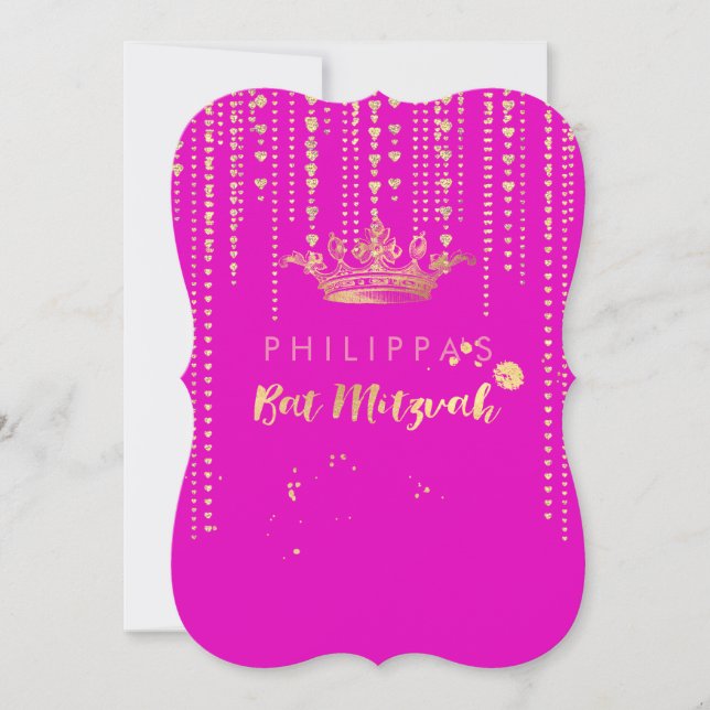 PixDezines Faux Gold Hearts Strings/Crown/DIYcolor Invitation (Front)