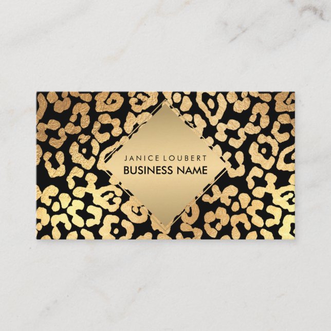 PixDezines Faux Gold Jaguar Spots/DIY colour Business Card (Front)