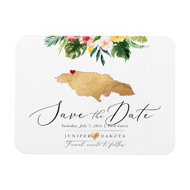 PixDezines Faux Gold Jamaica Map Magnet (Horizontal)