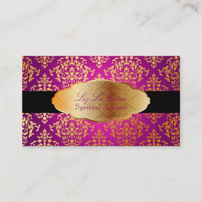 PixDezines faux gold Josephine Damask/DIY colour Business Card (Front)