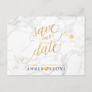 PixDezines Faux Gold/Marble/Save our Date Postcard