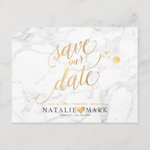 PixDezines Faux Gold/Marble/Save our Date Postcard
