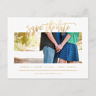 PixDezines Faux Gold Modern Brush Script Announcement Postcard