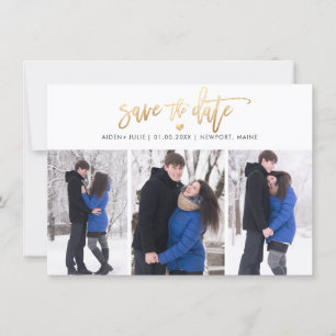 PixDezines Faux Gold Modern Brush Script Save The Date