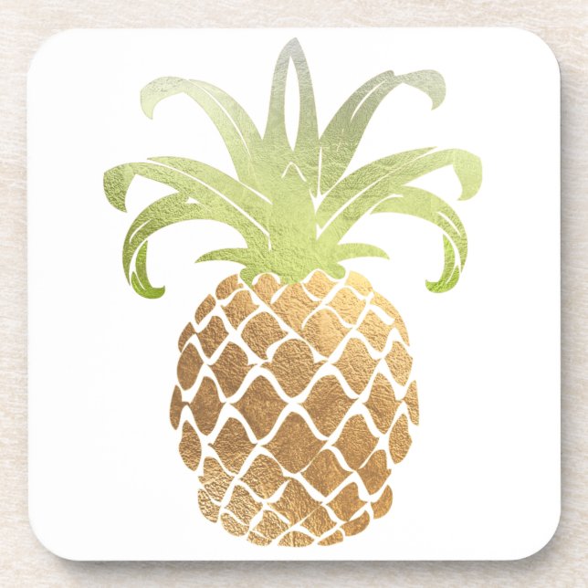 PixDezines Faux Gold Pineapple/DIY background Coaster (Front)