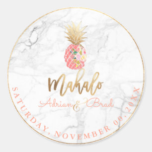 PixDezines Faux Gold Pineapple/Pasty Orange/Marble Classic Round Sticker