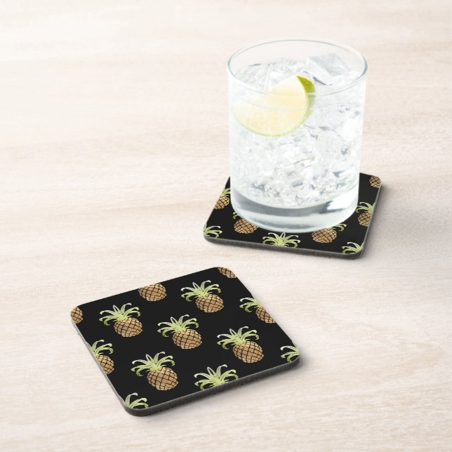 PixDezines Faux Gold Pineapples/DIY background Coaster (Right Side)