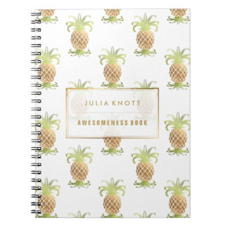 PixDezines Faux Gold Pineapples/DIY background Spiral Notebook