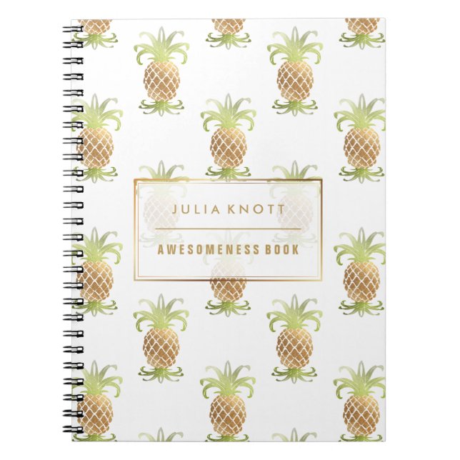 PixDezines Faux Gold Pineapples/DIY background Spiral Notebook (Front)