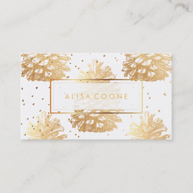 PixDezines faux gold pinecones Business Card (Front)